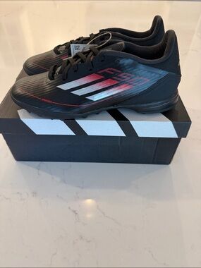 adidas Black Sneakers with Red and Silver Stripe Detail